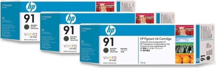 Tri-Pack Original HP Matte Black, nr.91, pentru DesignJet Z6100, 3x775ml, "C9480A"