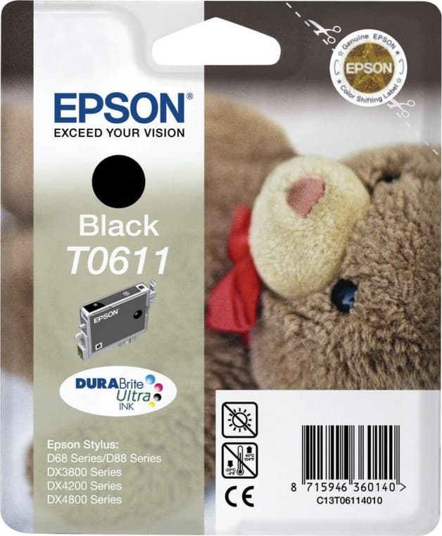 Cartus Cerneala Original Epson Black, T0611, pentru D88|D68PE|DX4800|DX4850|DX4200|DX4250|DX3800|DX3851, "C13T06114010"(RAPO)