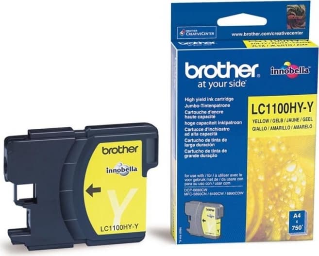 Cartus Cerneala Original Brother Yellow, LC1100HYY, pentru DCP-6690|MFC-5895|MFC-6490|MFC-6890, 750, "LC1100HYY"
