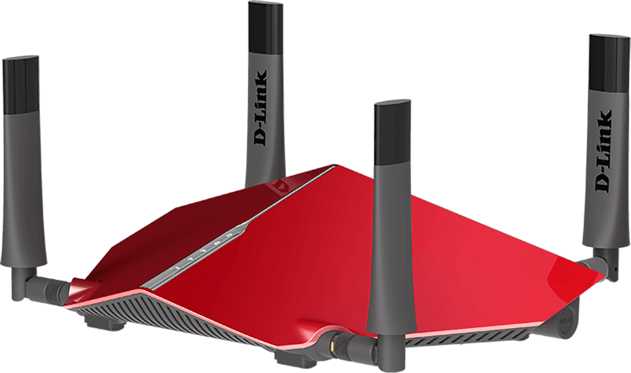 ROUTER D-LINK wireless 3150Mbps, 4 porturi Gigabit, 4 antene externe, Dual Band AC3200 (1300/600Mbps), 1xUSB3.0, 1xUSB2.0, glossy red "DIR-885L" — miniatură