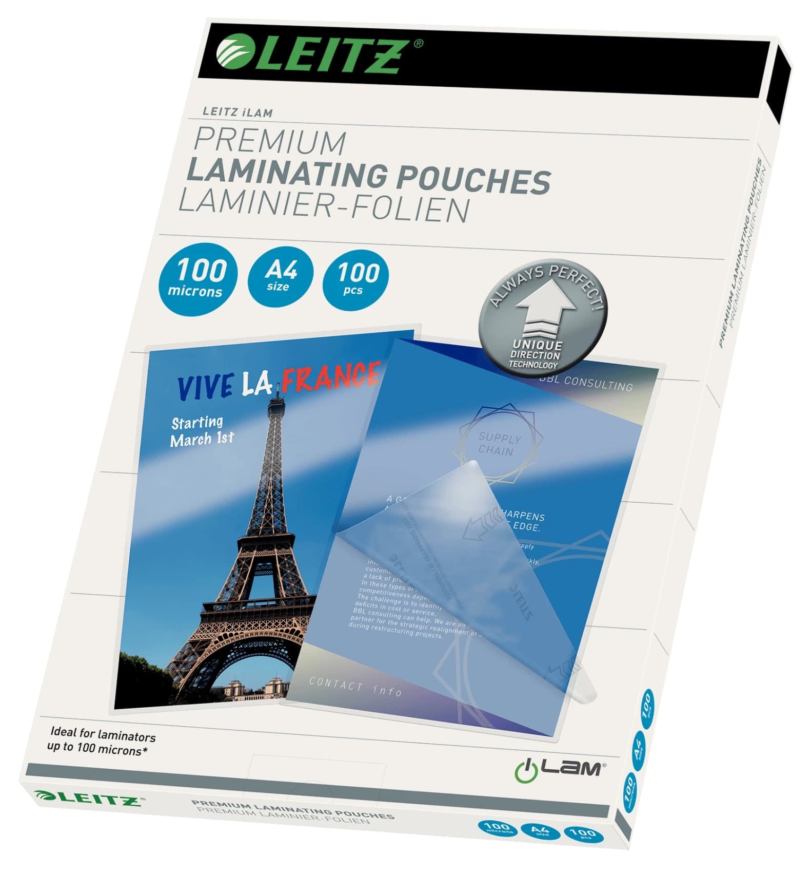 Folie Leitz UDT pentru laminare la cald, A4, 100 mic., 100buc/set, "74800000"