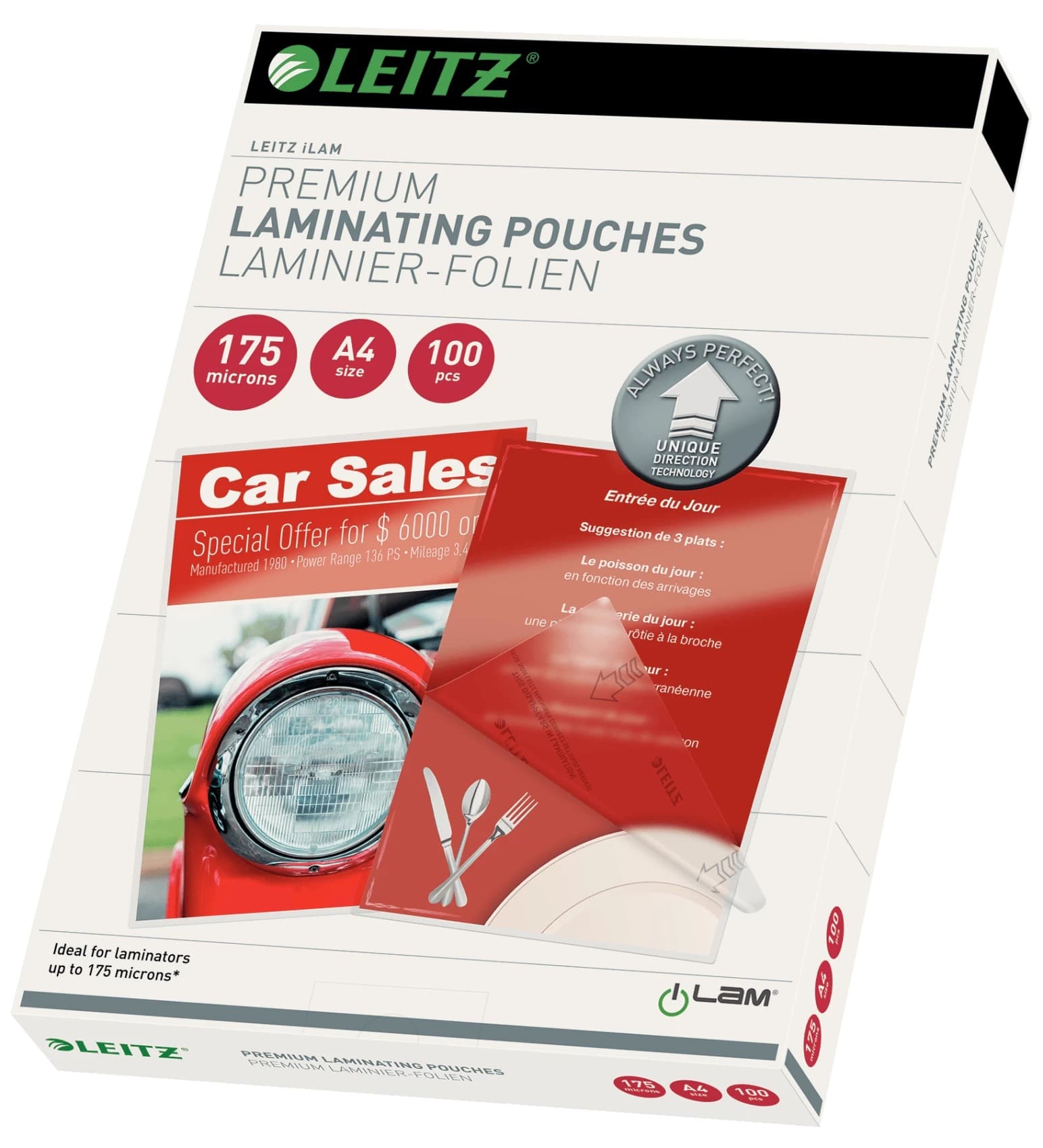 Folie Leitz UDT pentru laminare la cald, A4, 175 mic., 100buc/set, "74830000"
