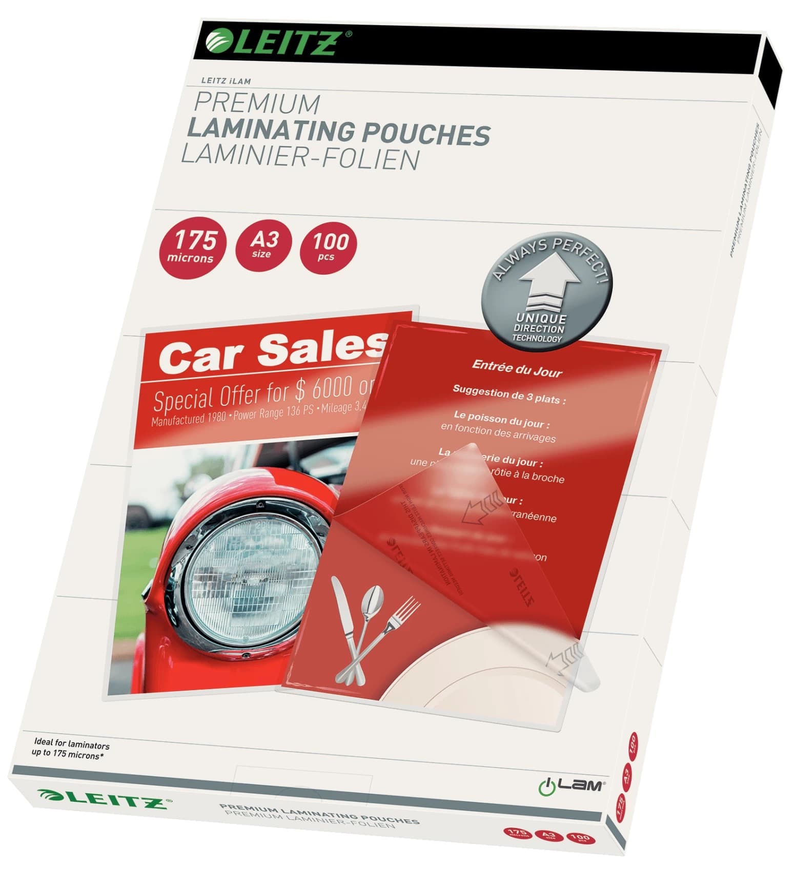 Folie Leitz UDT pentru laminare la cald, A3, 175 mic., 100buc/set, "74900000"