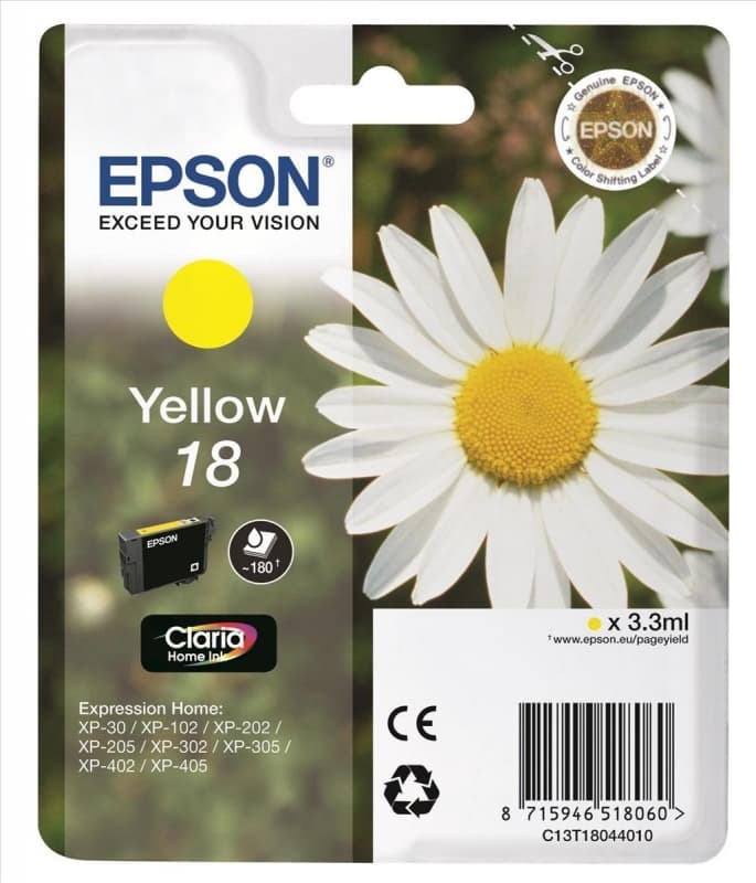 Cartus Cerneala Original Epson Yellow, T1804, pentru XP102|202|205|302|305|402|405, "C13T18044010"