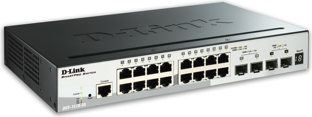 SWITCH D-LINK SMART 16 porturi Gigabit. + 2 porturi SFP + 2 porturi 10G SFP+, carcasa metalica, rackabil, "DGS-1510-20"