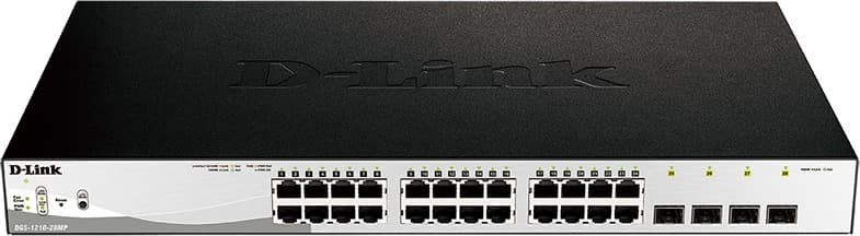 SWITCH PoE D-LINK Smart 24 porturi Gigabit (24 poE) + 4 porturi Combo SFP, IEEE 802.3af/at, carcasa metalica, rackabil, "DGS-1210-28MP"
