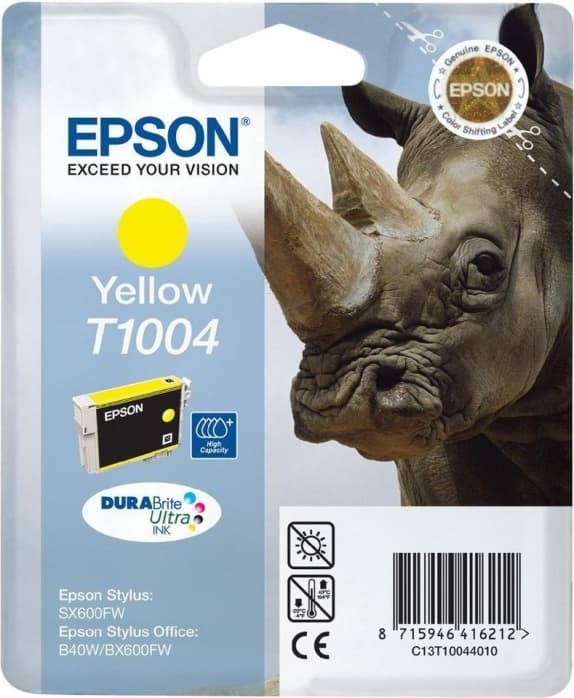 Cartus Cerneala Original Epson Yellow, T1004, pentru B40W|BX600|610FW, "C13T10044010"