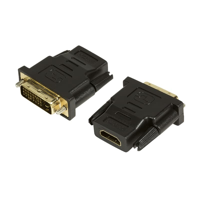 ADAPTOR video LOGILINK, DVI-D DL (T) la HDMI (M), conectori auriti, rezolutie maxima Full HD (1920 x 1080) la 60 Hz, negru, "AH0001"