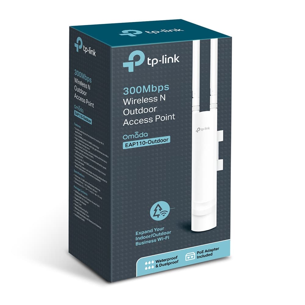 ACCESS POINT TP-LINK wireless exterior 300Mbps, port 10/100Mbps, 2 antene externe, pasiv PoE "EAP110-Outdoor" — miniatură
