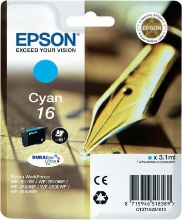 Cartus Cerneala Original Epson Cyan, T1622, pentru WF2540, "C13T16224010"