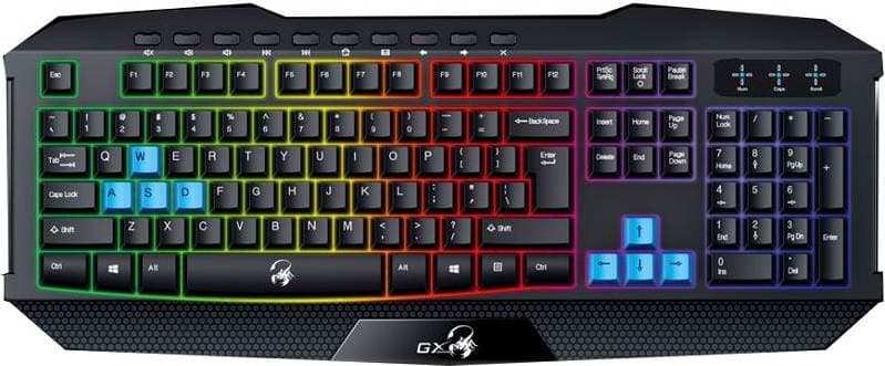 TASTATURA GENIUS gaming USB, multimedia, 104 taste + 10 taste multimedia, iluminare 7 culori, black, "Scorpion K215" "31310474100"
