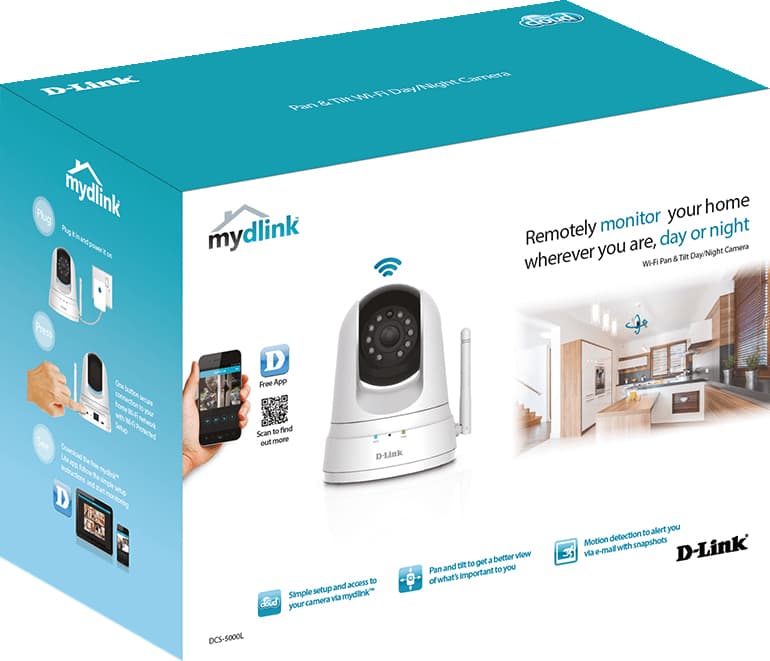 CAMERA IP D-Link, cube, pt. interior, dist. IR 8 m, tip lentila fixa 2.3 mm, 0.3 Mpx, cu fir | wi-fi, microfon da, PoE nu, carcasa plastic, slot SD card nu, "DCS-5000L" — miniatură