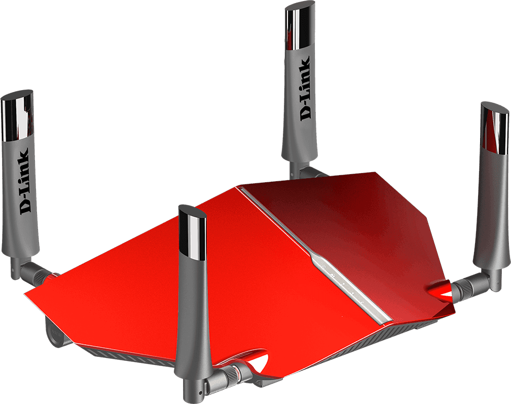 ROUTER D-LINK wireless 3150Mbps, 4 porturi Gigabit, 4 antene externe, Dual Band AC3200 (1300/600Mbps), 1xUSB3.0, 1xUSB2.0, glossy red "DIR-885L" — miniatură
