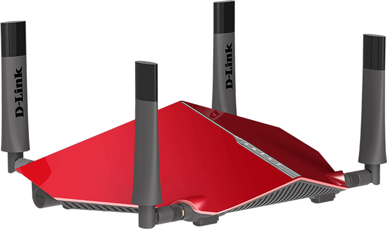 ROUTER D-LINK wireless 3150Mbps, 4 porturi Gigabit, 4 antene externe, Dual Band AC3200 (1300/600Mbps), 1xUSB3.0, 1xUSB2.0, glossy red "DIR-885L" — miniatură