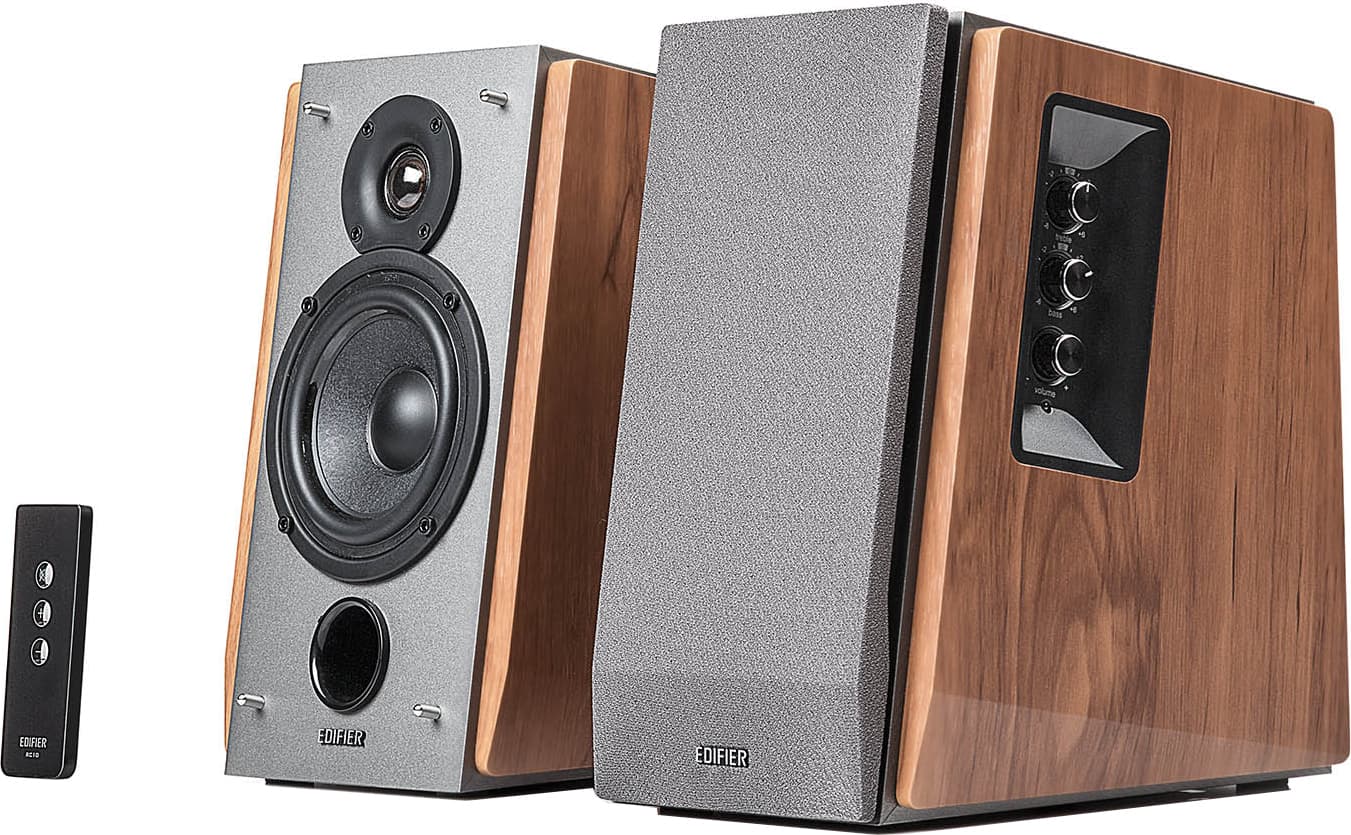 BOXE EDIFIER 2.0, RMS: 60W (2 x 13W, 2 x 17W), telecomanda wireless, volum, bass, treble, dual RCA, brown, "R1600TIII"