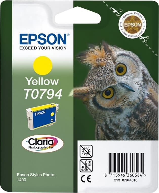 Cartus Cerneala Original Epson Yellow, T0794, pentru Stylus Photo 1400, "C13T07944010"