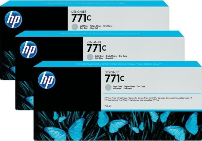 Tri-Pack Original HP Light Grey, nr.771C, pentru DesignJet Z6200, "B6Y38A"