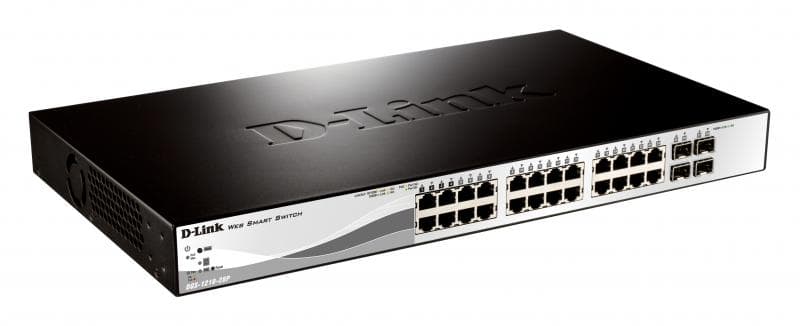 SWITCH PoE D-LINK Smart 24 porturi 10/100Mbps (24 PoE) + 2 porturi Gigabit + 2 porturi combo SFP, IEEE 802.3af/at, carcasa metalica, "DES-1210-28P"