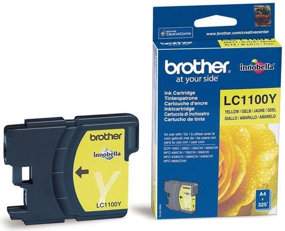Cartus Cerneala Original Brother Yellow, LC1100Y, pentru DCP-385|395|585|6690|J715|MFC-490|5490|5895|6490|6890|790, 325, "LC1100Y"