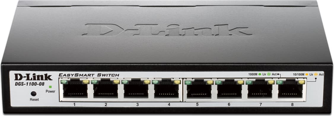 SWITCH D-LINK SMART 8 porturi Gigabit carcasa metalica, "DGS-1100-08" — miniatură