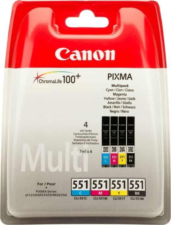 Combo-Pack Original Canon CMYK, CLI-551CMYK, pentru Pixma IP-7250|8750|IX-6850|MG-5450|5550|5650|6350|6450|6650|7150|7550|MX-725|925, 7ml, "BS6509B009AA"