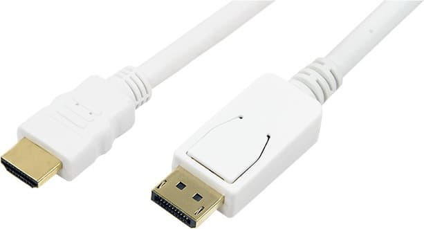 CABLU video LOGILINK, adaptor DisplayPort (T) la HDMI (T), 2m, conectori auriti, Full HD (1920 x 1080) la 60 Hz, alb, "CV0055"