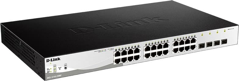 SWITCH PoE D-LINK Smart 24 porturi Gigabit (24 poE) + 4 porturi Combo SFP, IEEE 802.3af/at, carcasa metalica, rackabil, "DGS-1210-28MP" — miniatură