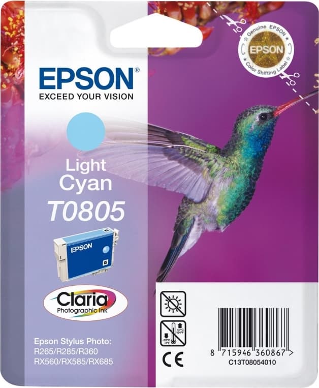 Cartus Cerneala Original Epson Light Cyan, T0805, pentru Stylus Photo R265|360|RX562, "C13T08054011"(RAPO)