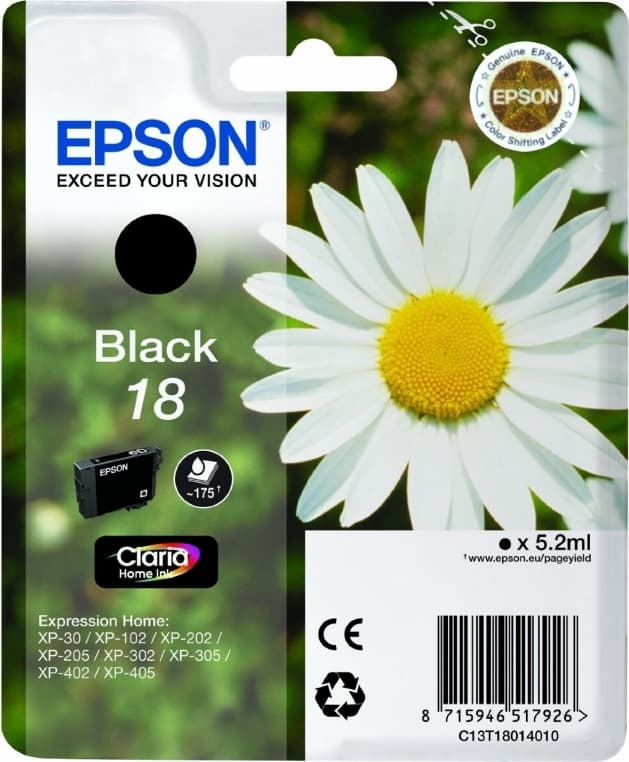 Cartus Cerneala Original Epson Black, T1801, pentru XP102|202|205|302|305|402|405, "C13T18014010"