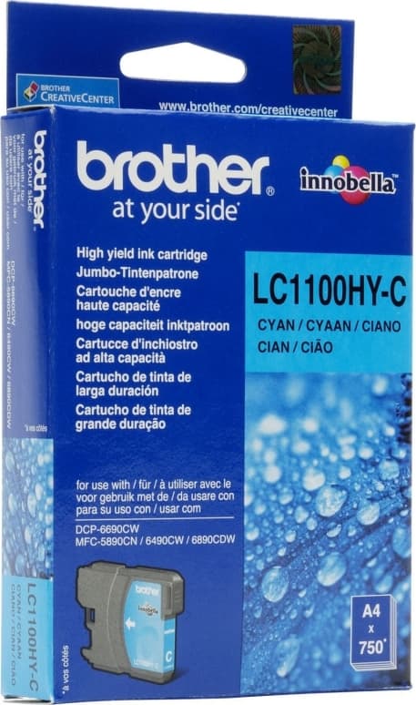 Cartus Cerneala Original Brother Cyan, LC1100HYC, pentru DCP-6690|MFC-5895|MFC-6490|MFC-6890, 750, "LC1100HYC"