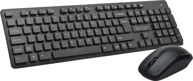 Kit TASTATURA si Mouse DELUX, "KA150+M136GX", wireless, 104 taste format standard, mouse, 3/1 butoane, negru, "KA150G" — miniatură