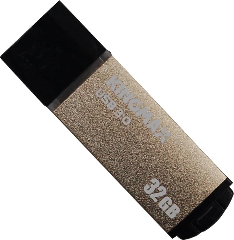 MEMORIE USB 3.0 KINGMAX 32 GB, cu capac, carcasa aluminiu, negru / auriu, "KM-MB03-32GB/Y"