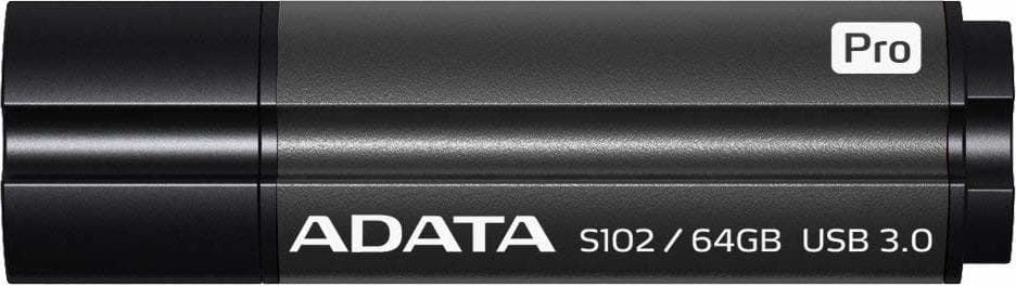 MEMORIE USB 3.1 ADATA 64 GB, cu capac, carcasa aluminiu, negru / gri, "AS102P-64G-RGY"