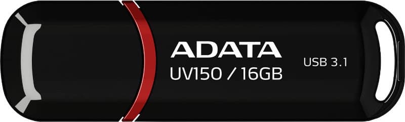MEMORIE USB 3.2 ADATA 16 GB, cu capac, carcasa plastic, negru, "AUV150-16G-RBK"