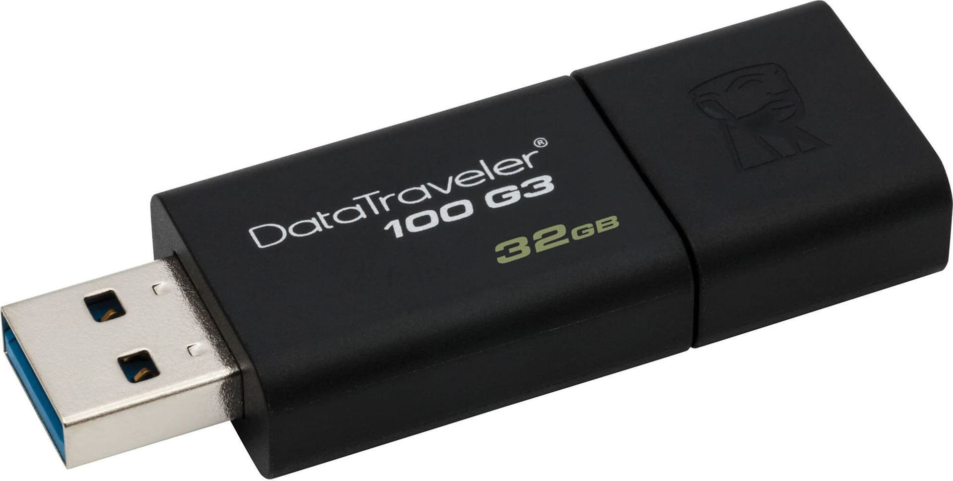 MEMORIE USB 3.0 KINGSTON 32 GB, cu capac, carcasa plastic, negru, "DT100G3/32GB"