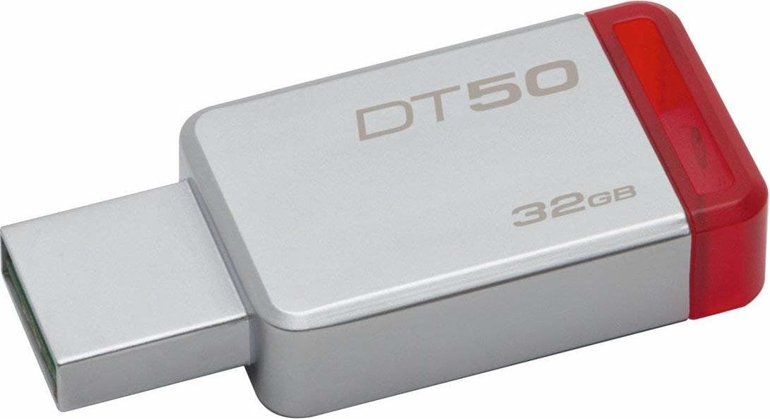 MEMORIE USB 3.1 KINGSTON 32 GB, profil mic, carcasa metalic, argintiu, "DT50/32GB"