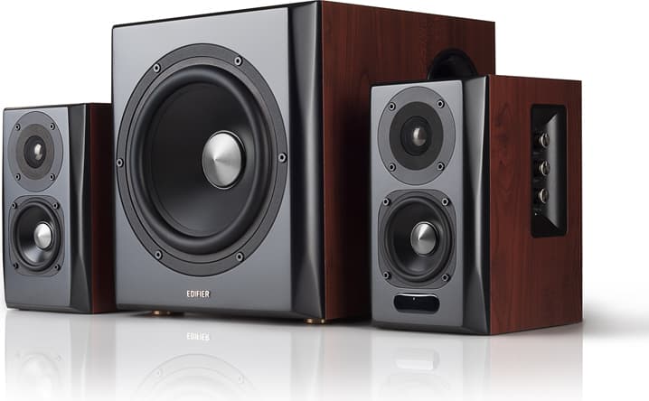 BOXE EDIFIER 2.1, RMS: 150W (2 x 25W, 2 x 15W, 1 x 70W), bluetooth, telecomanda wireless, volum, bass, treble, optical, brown, "S350DB"