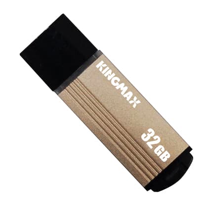 MEMORIE USB 2.0 KINGMAX 32 GB, cu capac, carcasa aluminiu, negru / auriu, "KM-MA06-32GB/Y"