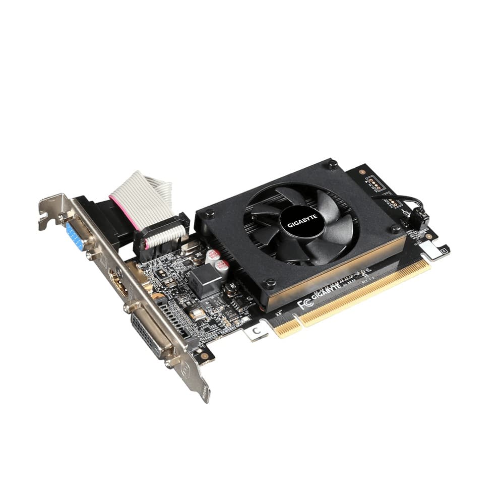 Placa video GIGABYTE NVIDIA GeForce GT 710, N710D3-2GL 2.0, PCI-E, 2048MB DDR3, 64bit, 954MHz, 1800MHz, VGA, DVI, HDMI, FAN — miniatură