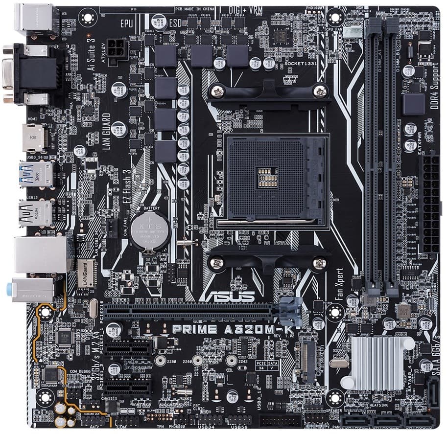 PLACA de BAZA Asus "PRIME A320M-K", skt AM4, mATX, AMD A320, 2 x DDR4, max. 32 GB, 4 x SATA, 1 x M.2, 7.1, "PRIME A320M-K"