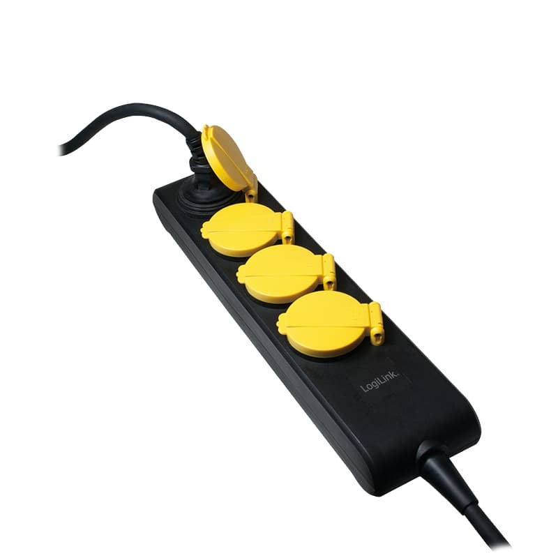PRELUNGITOR LOGILINK, Schuko x 4, conectare prin Schuko (T), cablu 1.4 m, 16 A, protectie stropire cu apa, negru, "LPS212" — miniatură