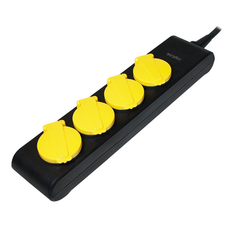 PRELUNGITOR LOGILINK, Schuko x 4, conectare prin Schuko (T), cablu 1.4 m, 16 A, protectie stropire cu apa, negru, "LPS212"