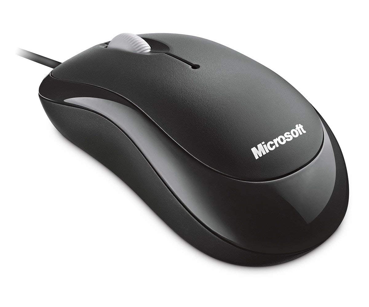 MOUSE MICROSOFT, "Basic", PC sau NB, cu fir, USB, optic, 800 dpi, butoane/scroll 3/1, negru, "P58-00057" — miniatură