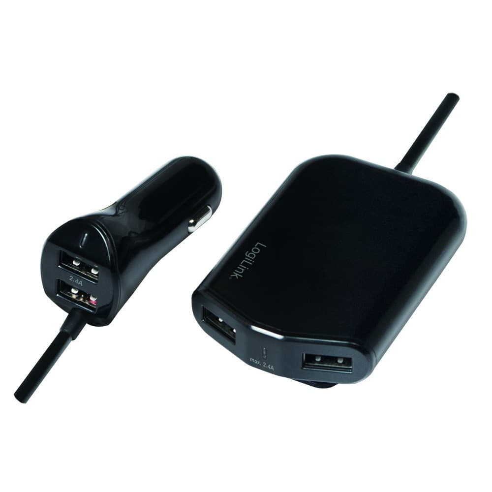 ALIMENTATOR auto LOGILINK, 4 x USB, pt. bricheta auto 2 x USB, pt. bancheta din spate 2 x USB, 1.8m cablu, maxim 9.6A, black, "PA0149"