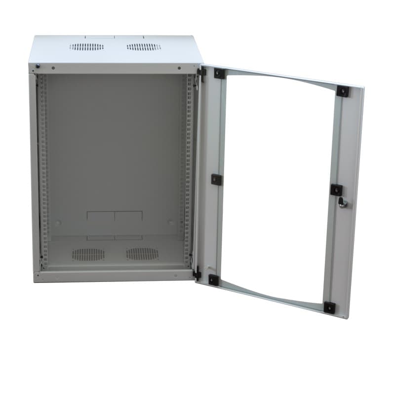 CABINET 19" LOGILINK 6U 540x450mm, fixare pe perete, Flatpack (dezasamblat), Light Grey, usa sticla cu blocare, otel 1.2mm, sarcina maxima 30Kg, "W06F64G" — miniatură