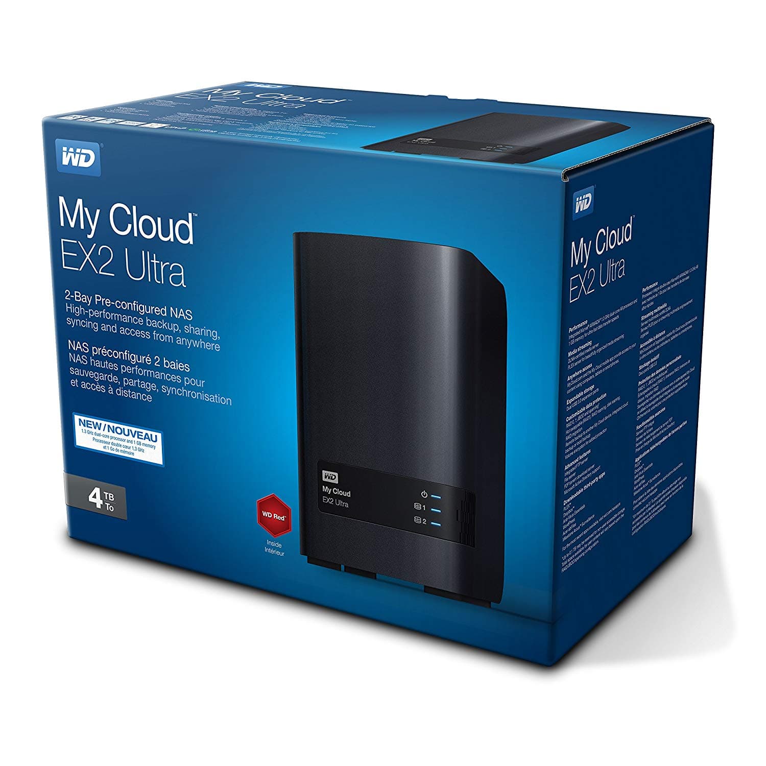 NAS WD, tower, HDD x 2, capacitate maxima 4 TB, memorie RAM 1 GB, RJ-45 (Gigabit), porturi USB 3.0 x 2, "WDBVBZ0040JCH-EESN" — miniatură