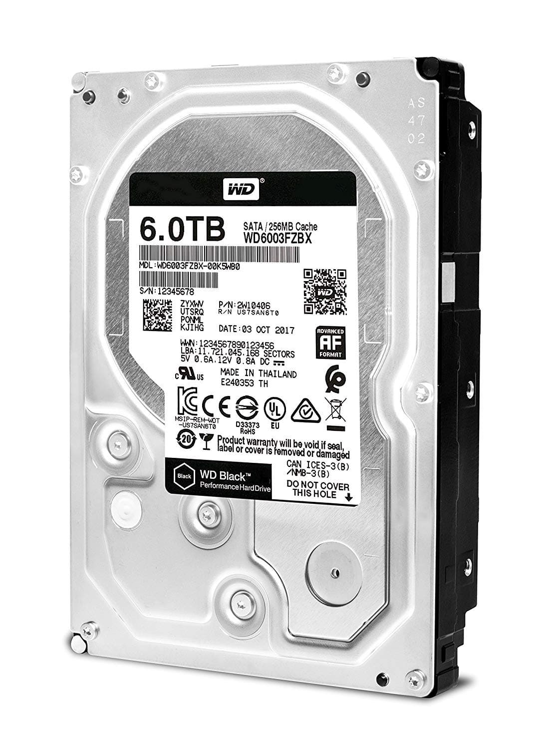 HDD WD 6 TB, Black, 7.200 rpm, buffer 256 MB, pt. desktop PC, "WD6003FZBX"