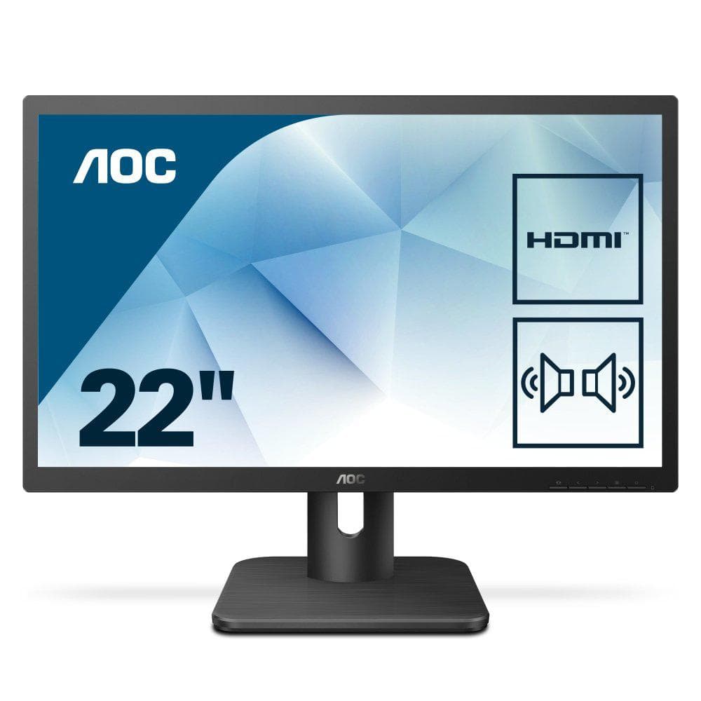 MONITOR AOC 21.5", home, office, TN, Full HD (1920 x 1080), Wide, 250 cd/mp, 2 ms, VGA, DVI, HDMI, "22E1D"