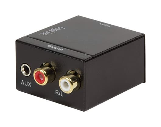 CONVERTOR audio LOGILINK, intrare: 1 x Toslink, 1 x Coaxial, iesire: 2 x RCA, 1 x 3.5mm jack, 24-bit, 96KHz, alimentator extern 5V / 1A, black, "CA0101"