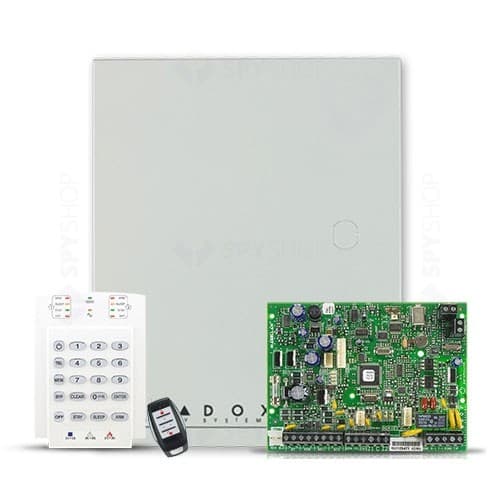 CENTRALA alarma PARADOX, panou ctr MG5050, emit-recept radio 32 zone, Stay D si aplicatia iPARADOX, 2 partiti-intrari de zona pe placa-iesiri PGM pe placa "MG5050+K10+REM15"